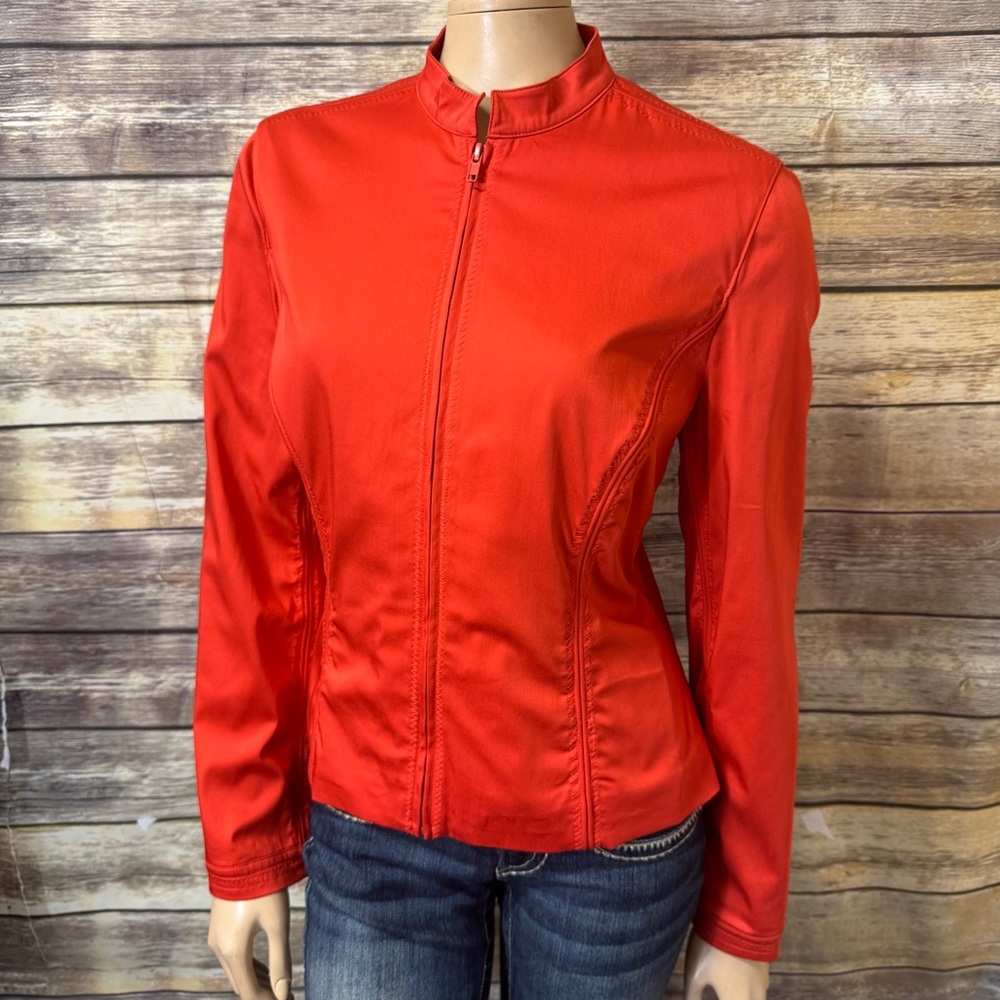 Nine & Company Blazer Jacket M Medium Red Zipper Front Fitted